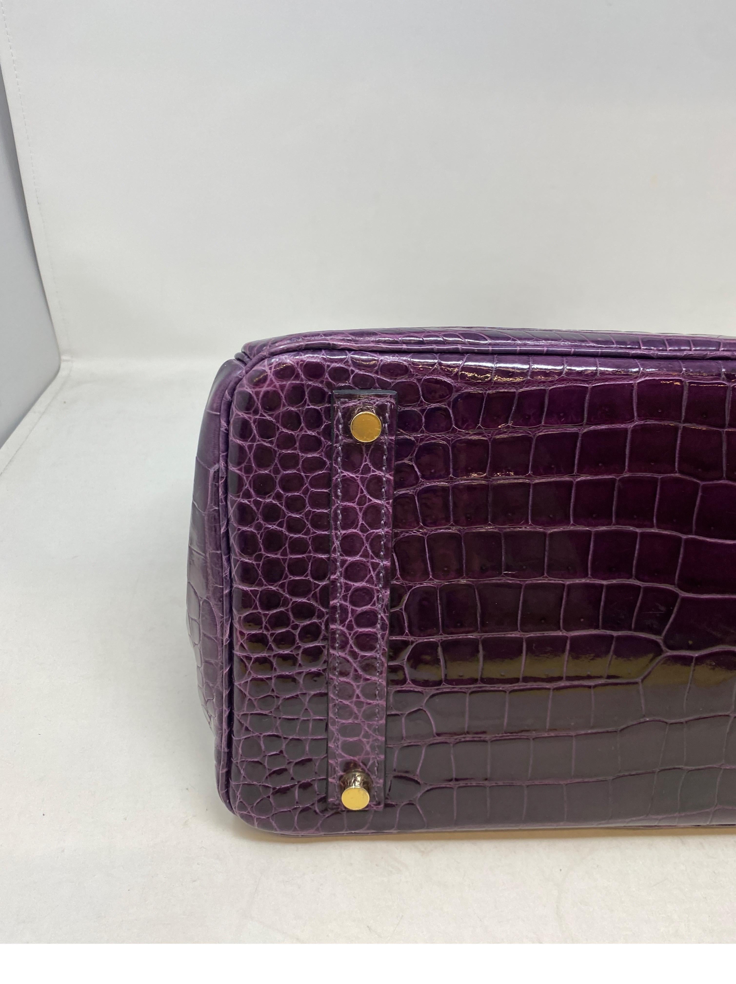 Hermes Amethyst Crocodile Birkin 35 Bag 12