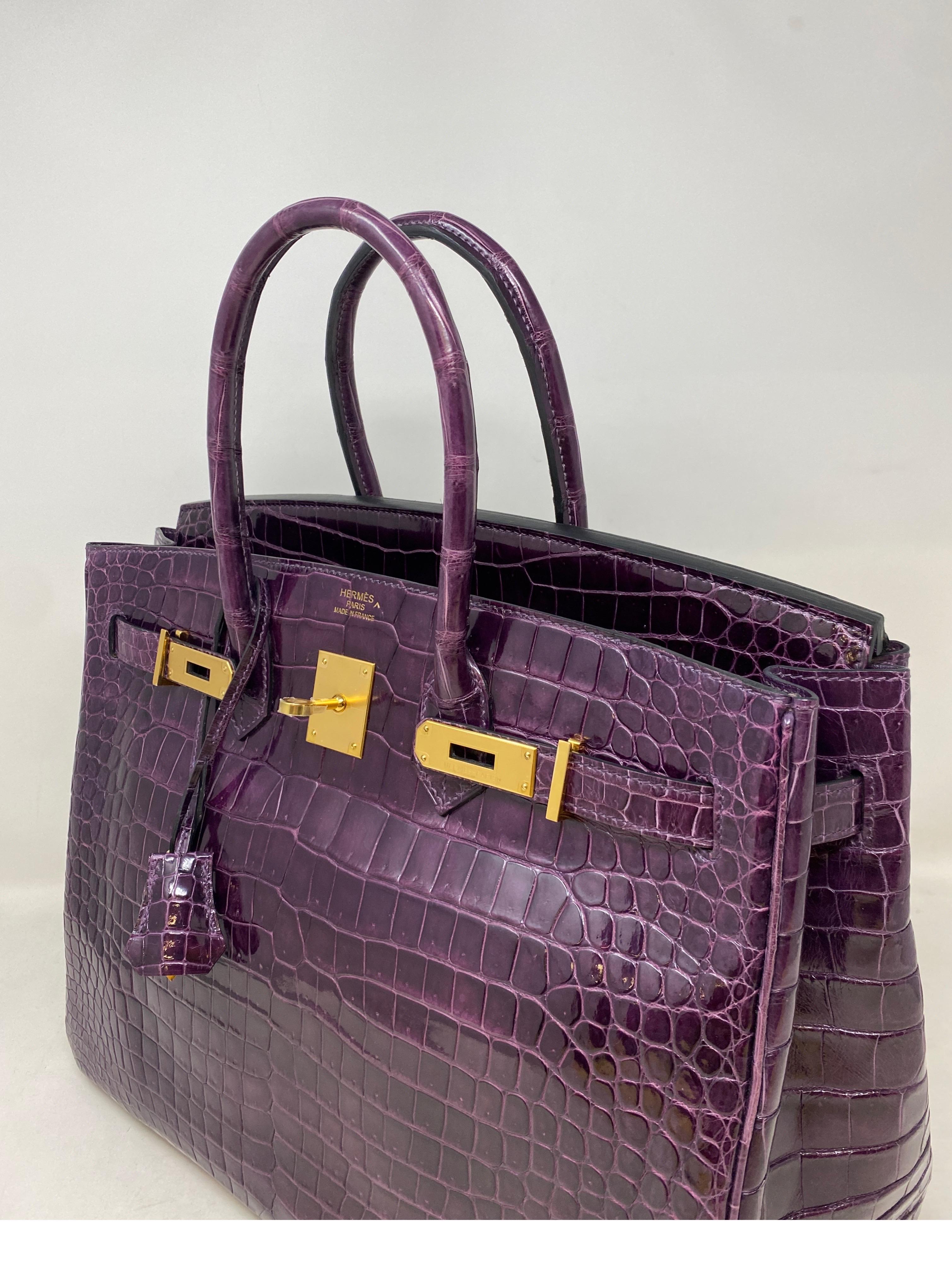 Hermes Amethyst Crocodile Birkin 35 Bag In Excellent Condition In Athens, GA