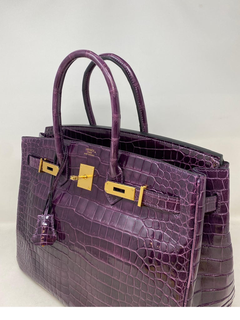 Birkin 35 alligator handbag Hermès Purple in Alligator - 4347032