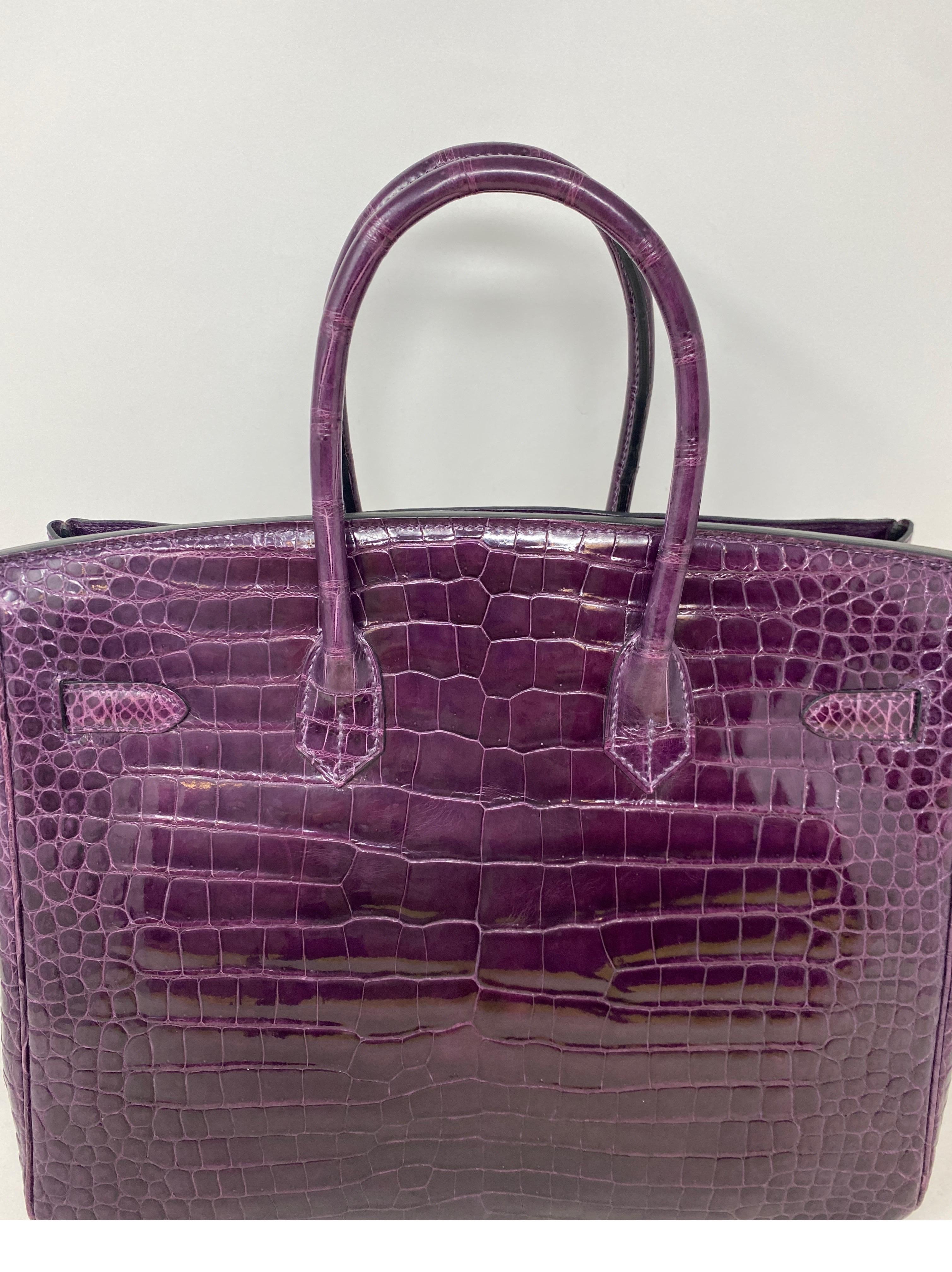 Hermes Amethyst Crocodile Birkin 35 Bag  1