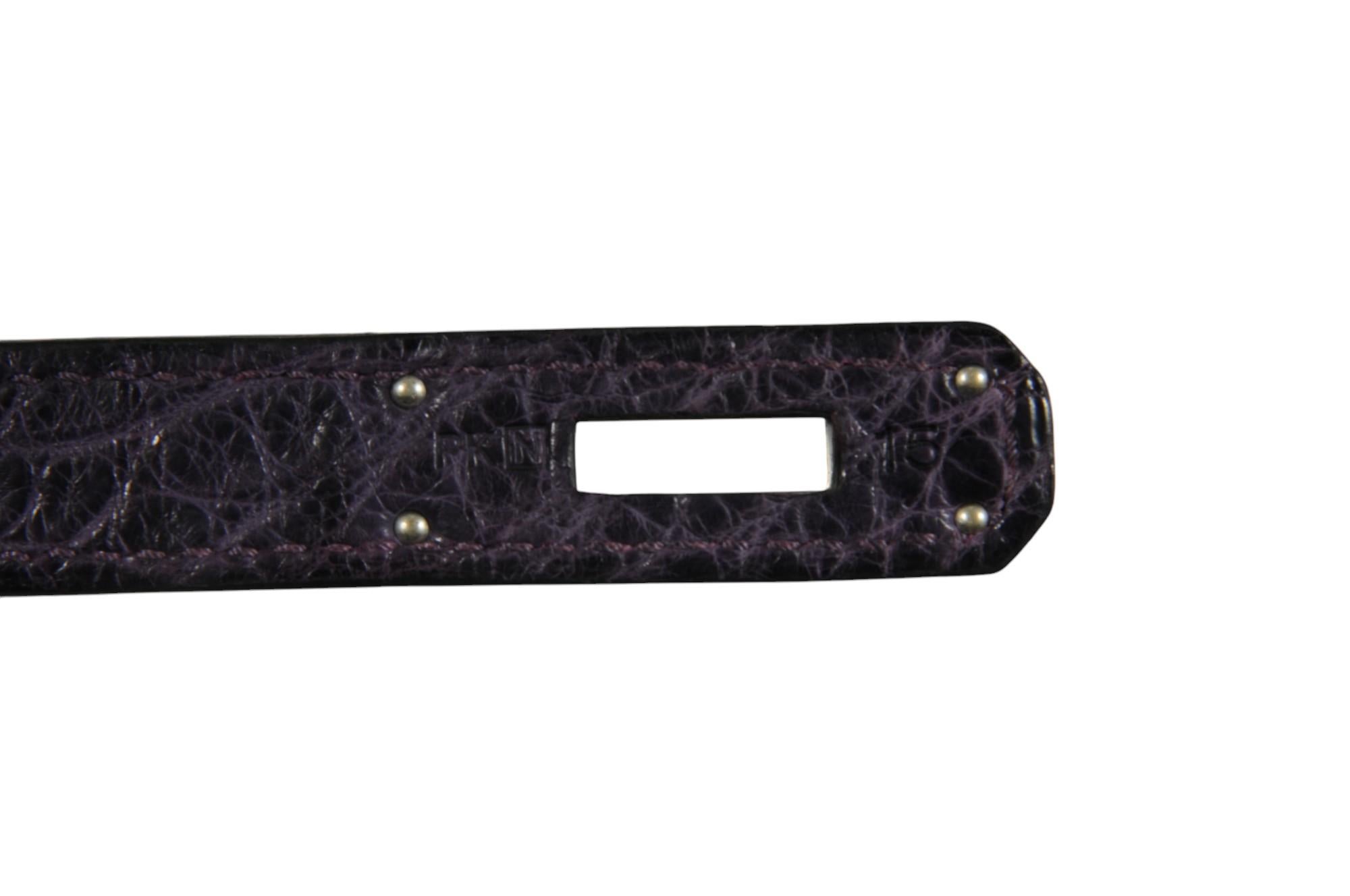 Hermès Amethyst Matte Mississippiensis Alligator Birkin 35 Palladium Hardware en vente 5