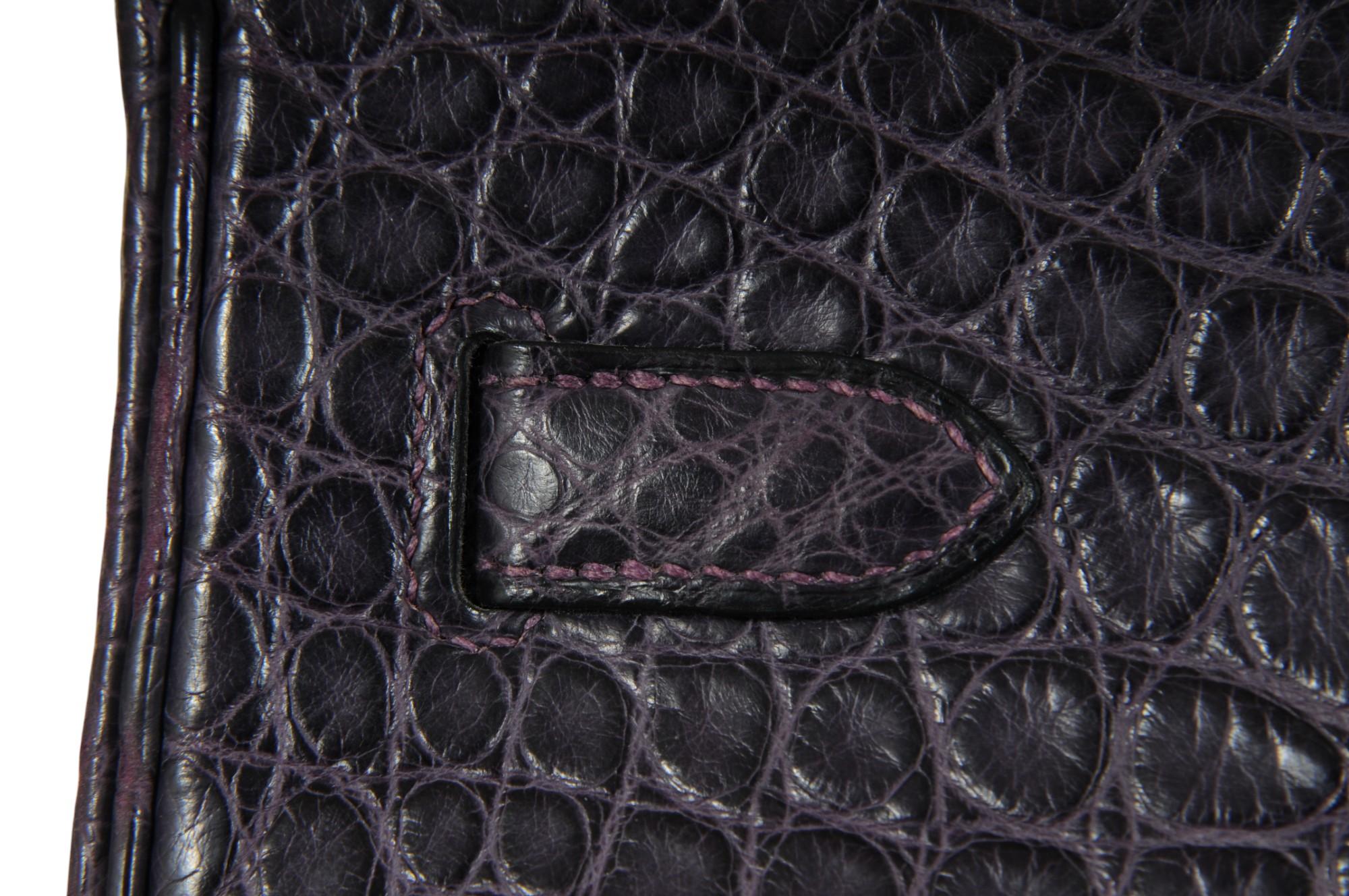 Hermès Amethyst Matte Mississippiensis Alligator Birkin 35 Palladium Hardware en vente 11