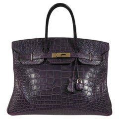 Hermès Amethyst Matte Mississippiensis Alligator Birkin 35 Palladium Hardware