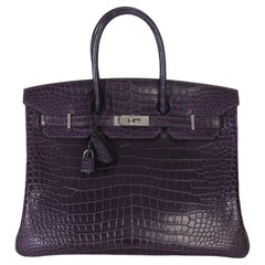 Hermès Amethyst Matte Niloticus Crocodile Birkin 35 PHW