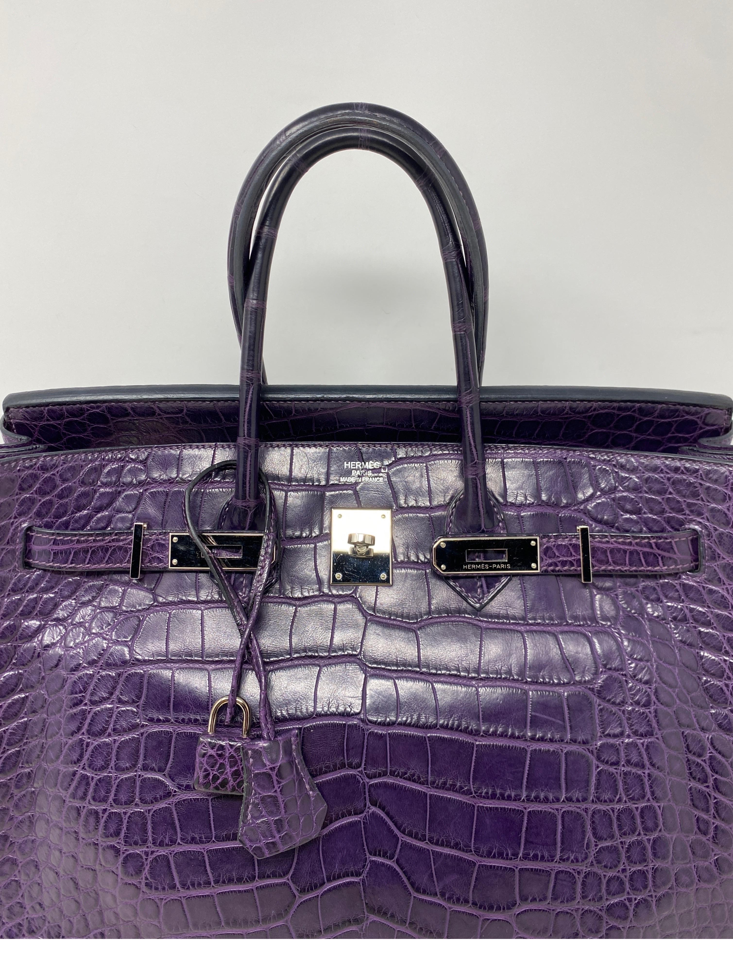 Hermes Amethyst Purple Crocodile Birkin 35 Bag  For Sale 3