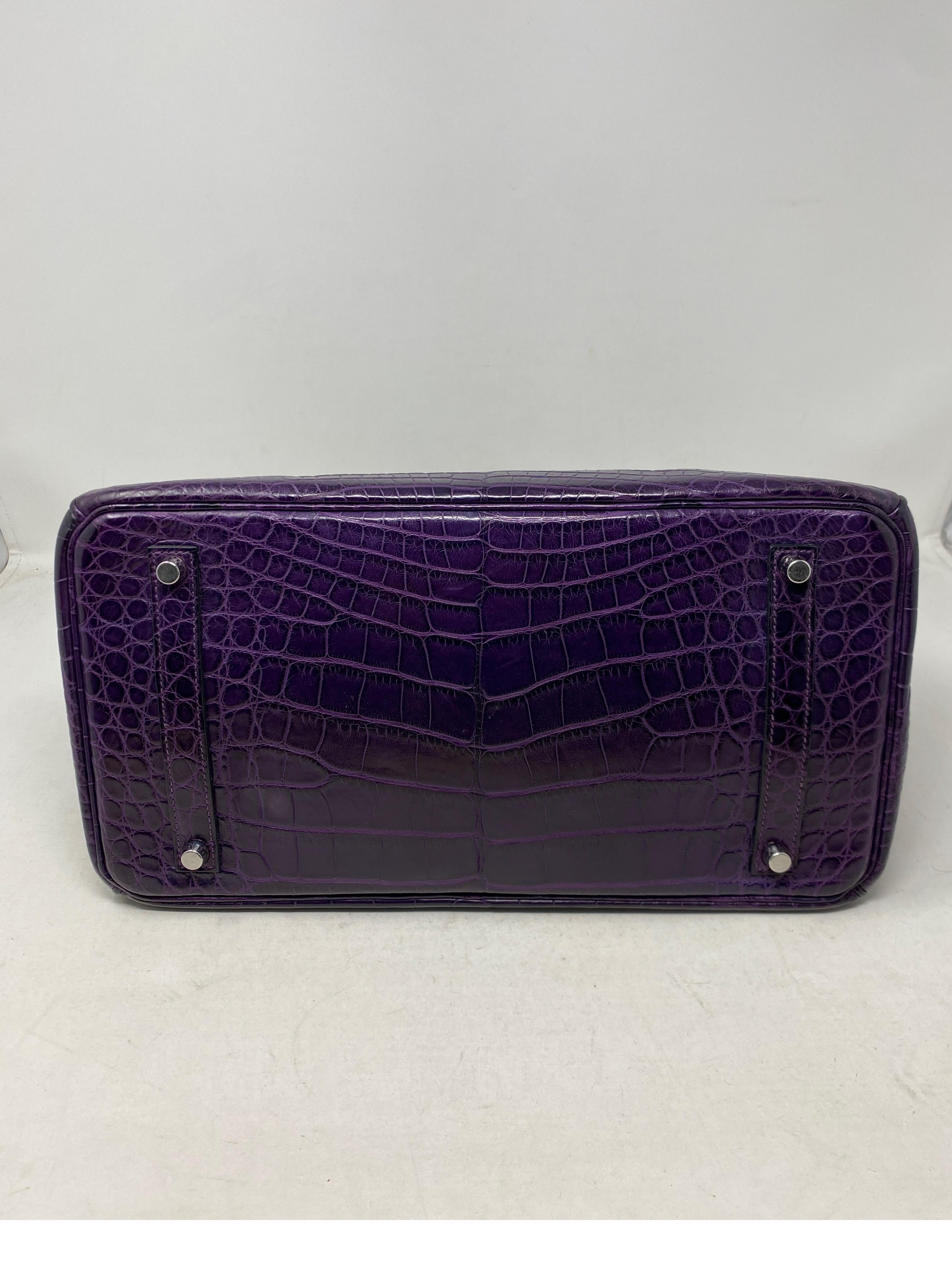 Hermes Amethyst Purple Crocodile Birkin 35 Bag  For Sale 4