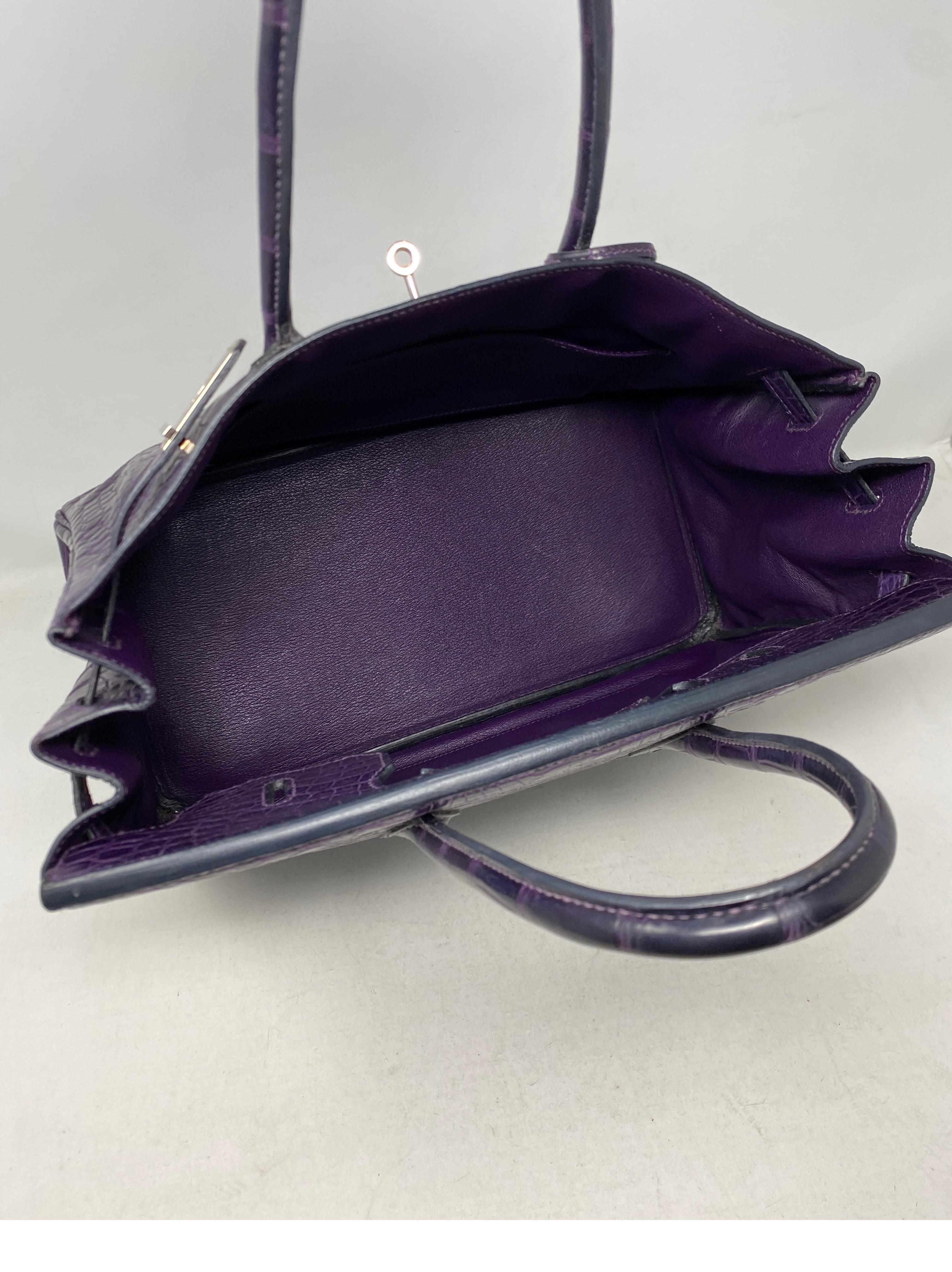 Hermes Amethyst Purple Crocodile Birkin 35 Bag  For Sale 9