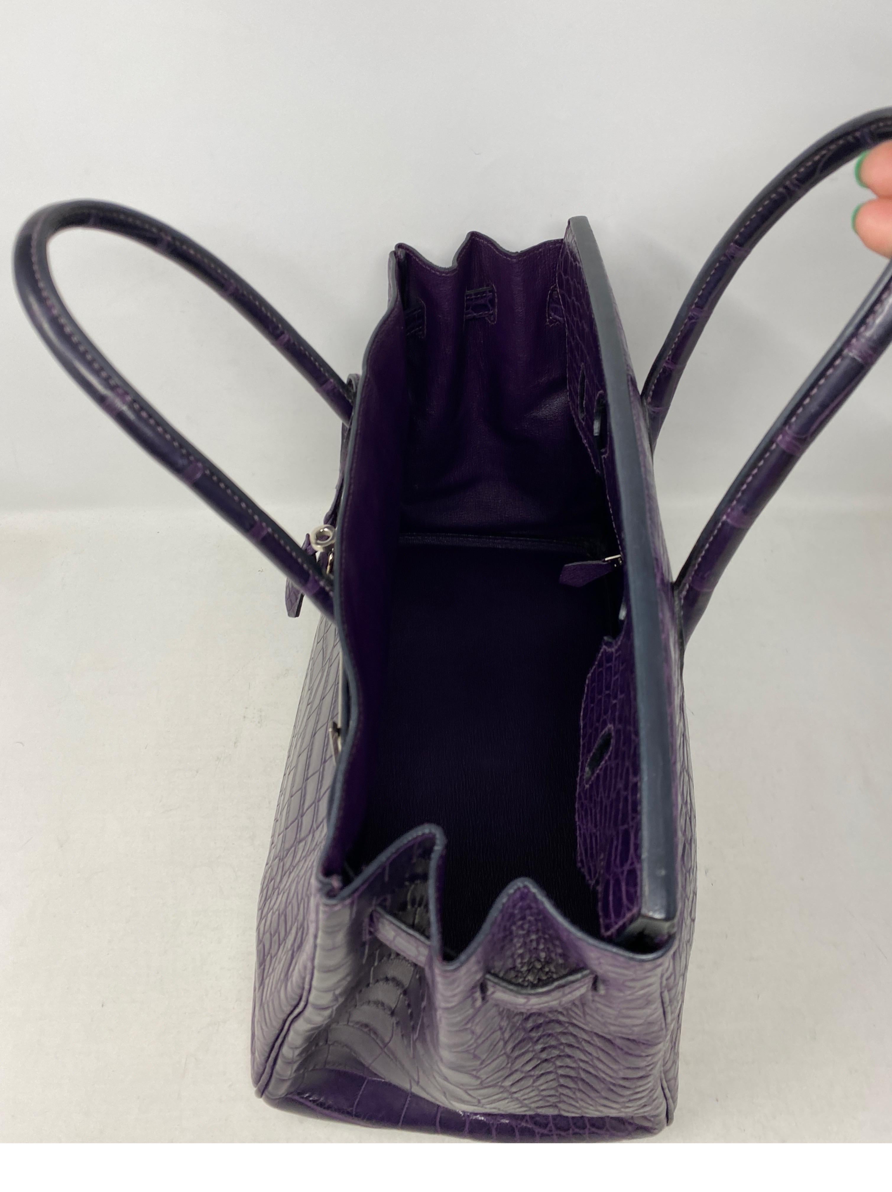 Hermes Amethyst Purple Crocodile Birkin 35 Bag  For Sale 10