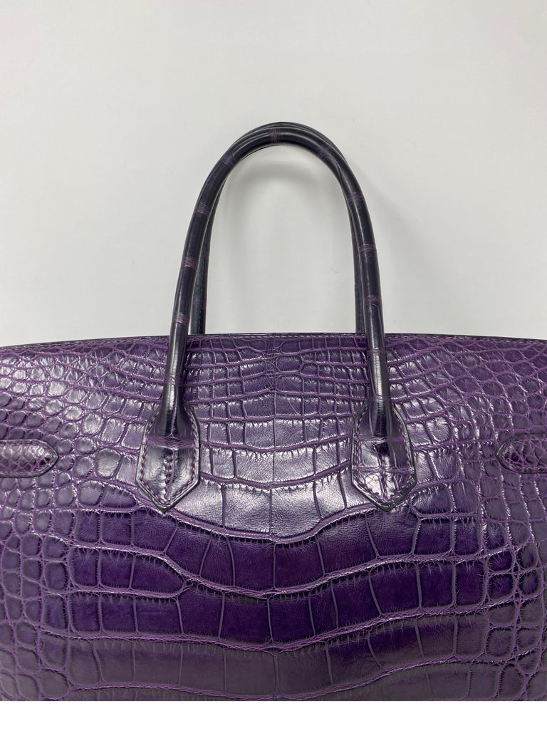 Hermes Amethyst Purple Crocodile Birkin 35 Bag For Sale at 1stDibs