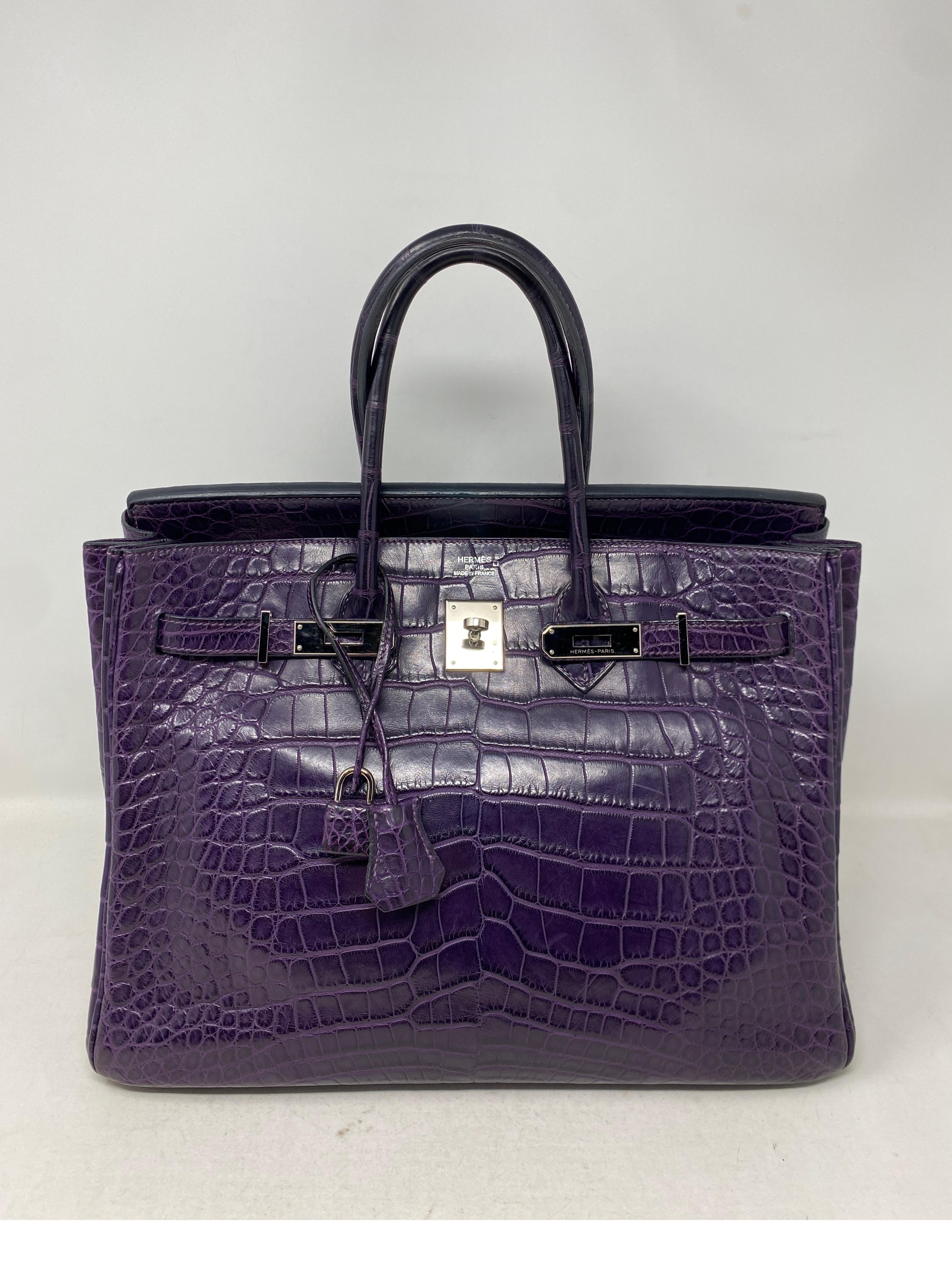 Hermes Amethyst Purple Crocodile Birkin 35 Bag  For Sale 2