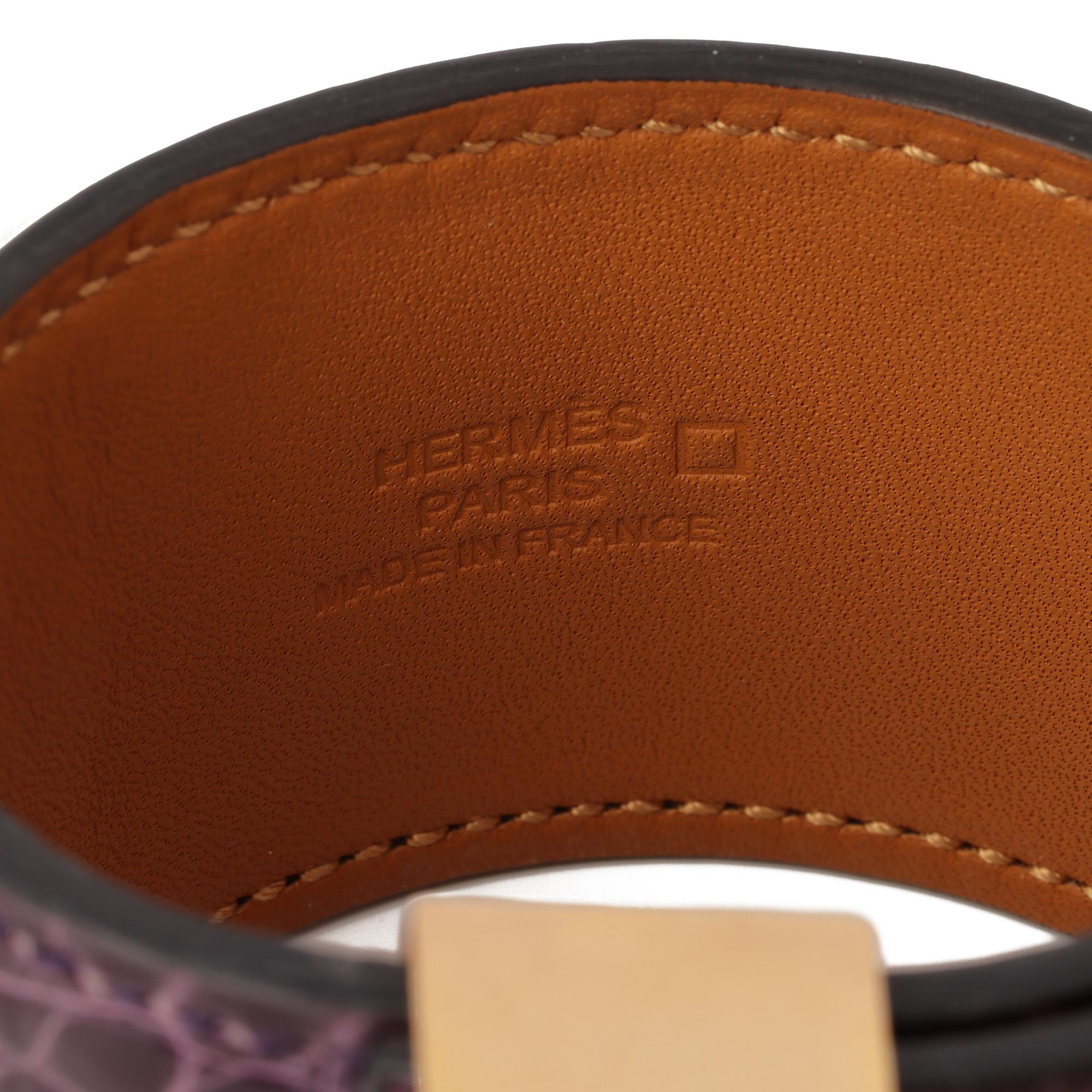Hermès Amethyst Shiny Mississippiensis Alligator Leather Collier De Chien T2 en vente 1