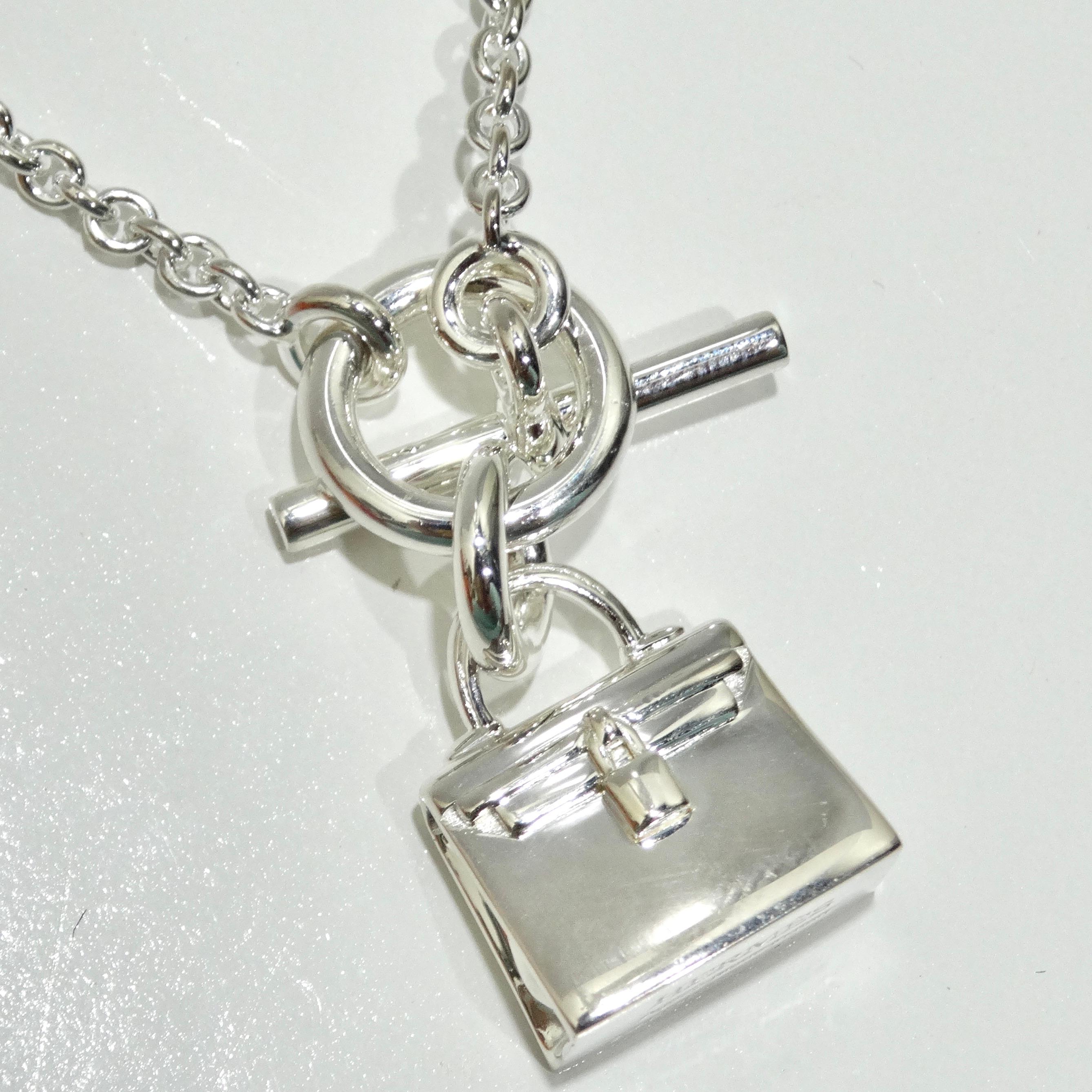 Hermes Amulet 925 Silver Kelly Pendant Necklace For Sale 1