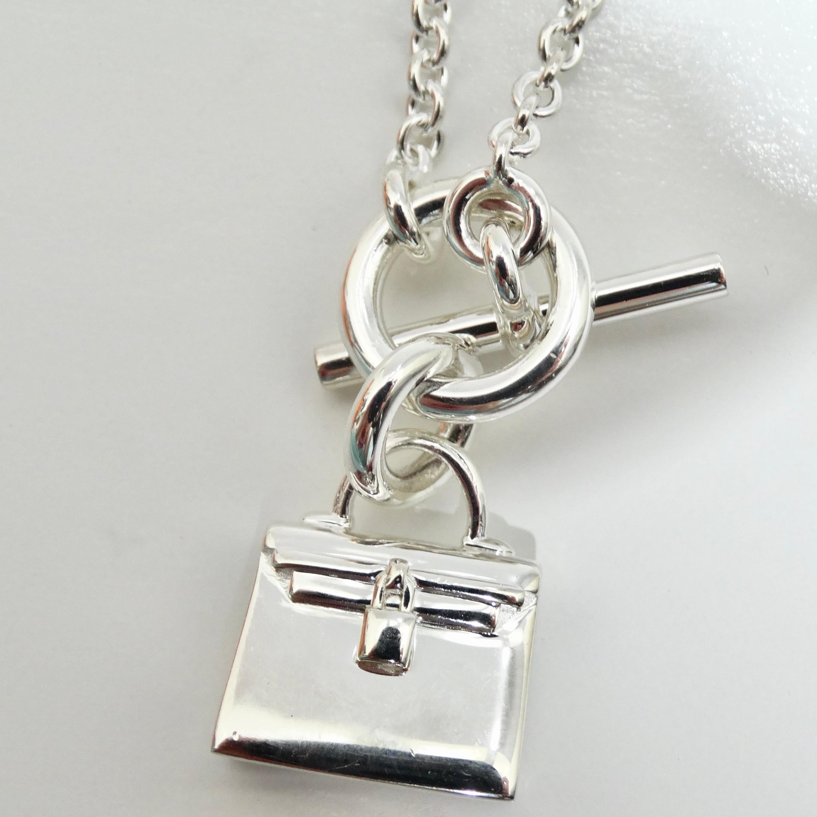 Hermes Amulet 925 Silver Kelly Pendant Necklace For Sale 2