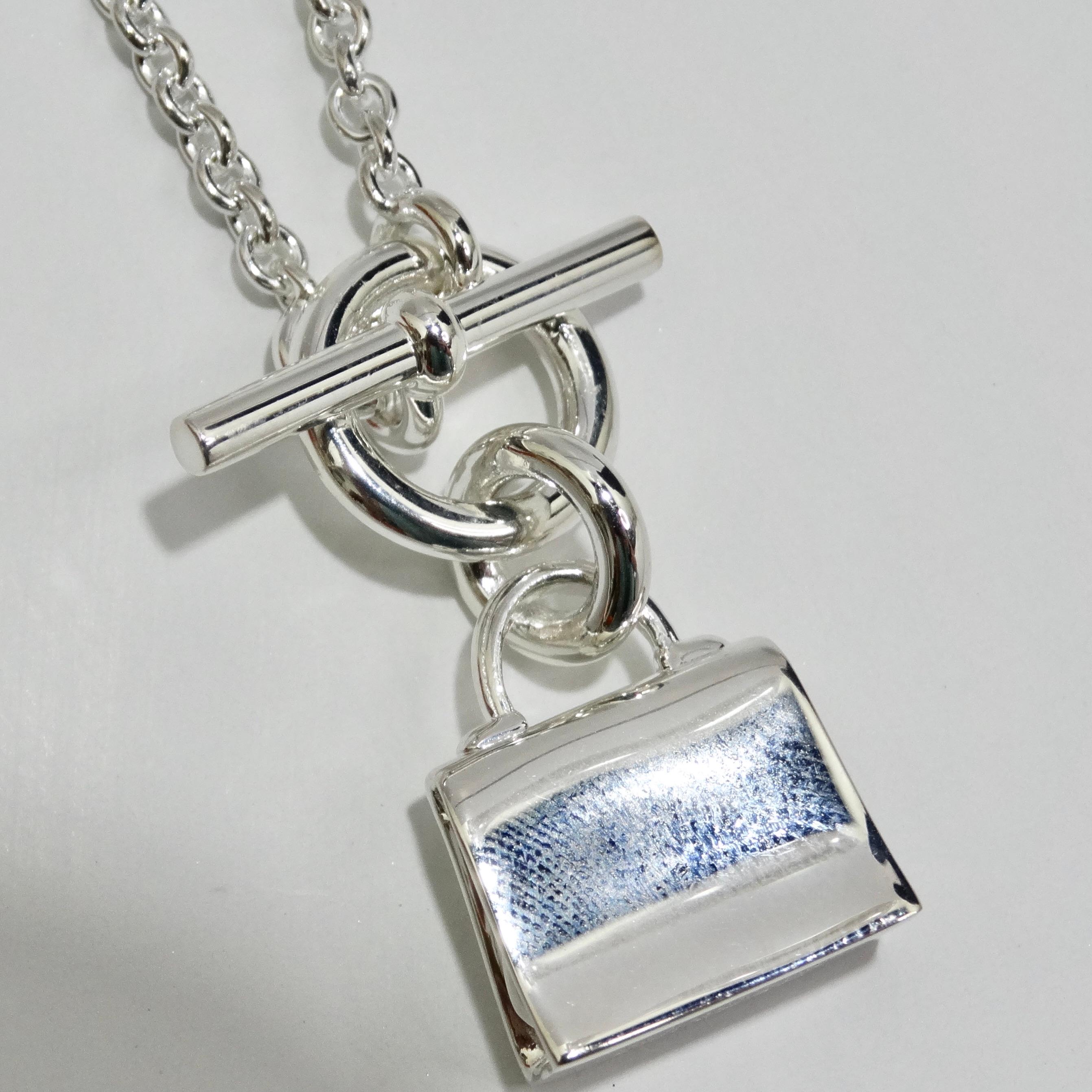 Hermes Amulet 925 Silver Kelly Pendant Necklace For Sale 3