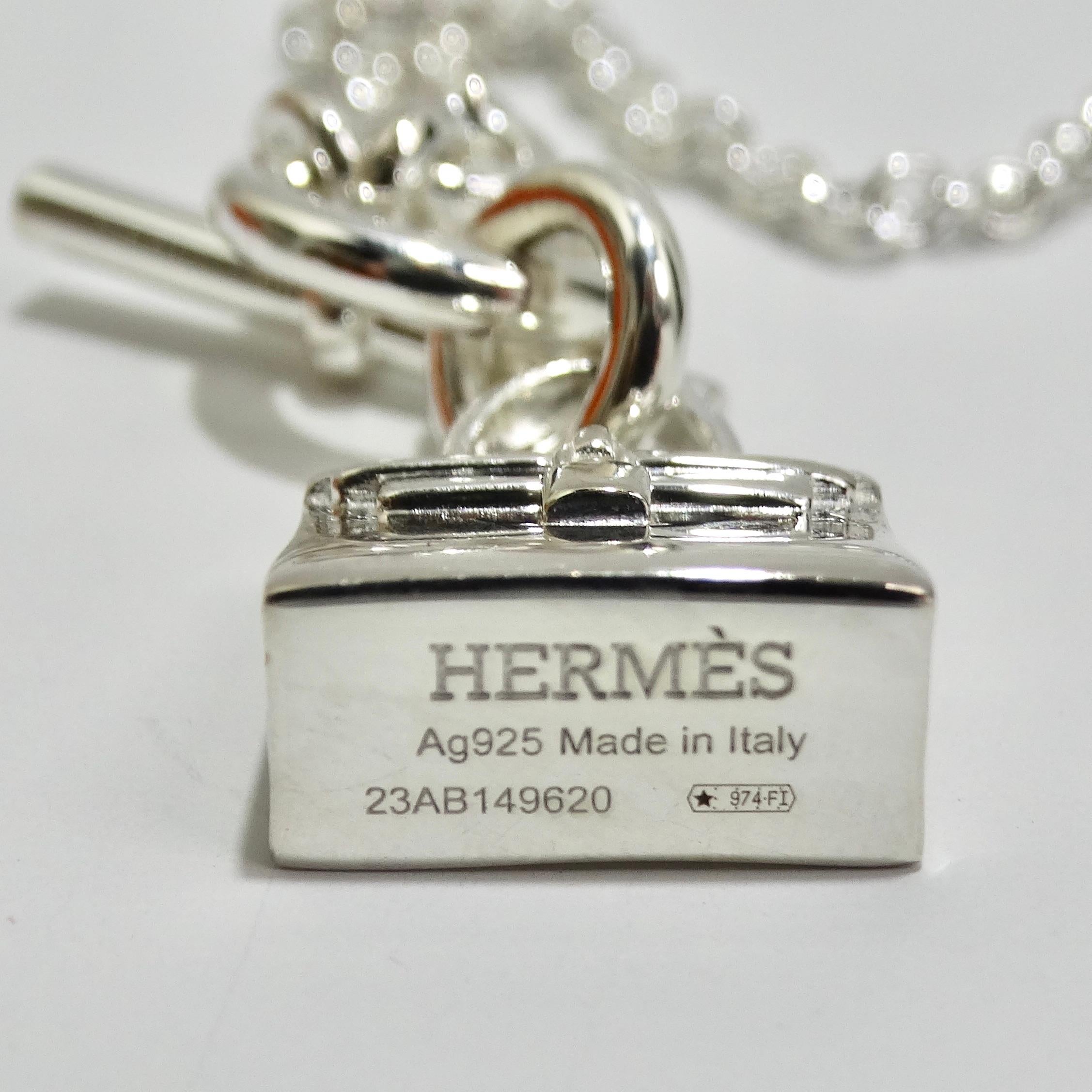 Hermes Amulet 925 Silver Kelly Pendant Necklace For Sale 4