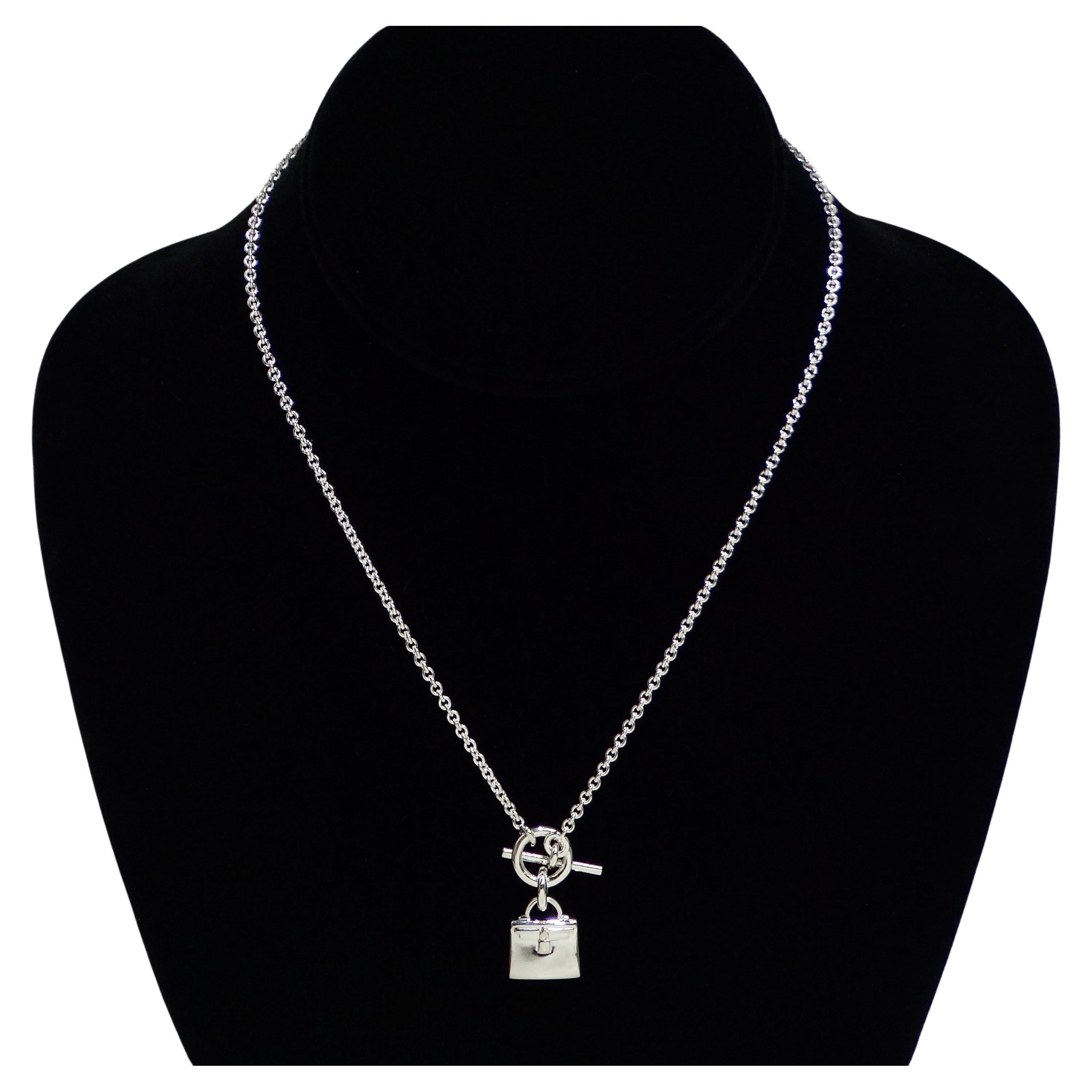 Hermes Amulet 925 Silver Kelly Pendant Necklace For Sale