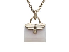 Hermès Amulettes 18K Rose Gold and Pink Opal Pendant Necklace