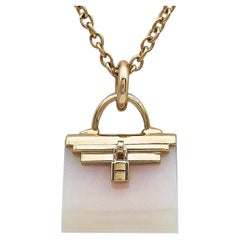 Hermès Amulettes 18K Rose Gold and Pink Opal Pendant Necklace