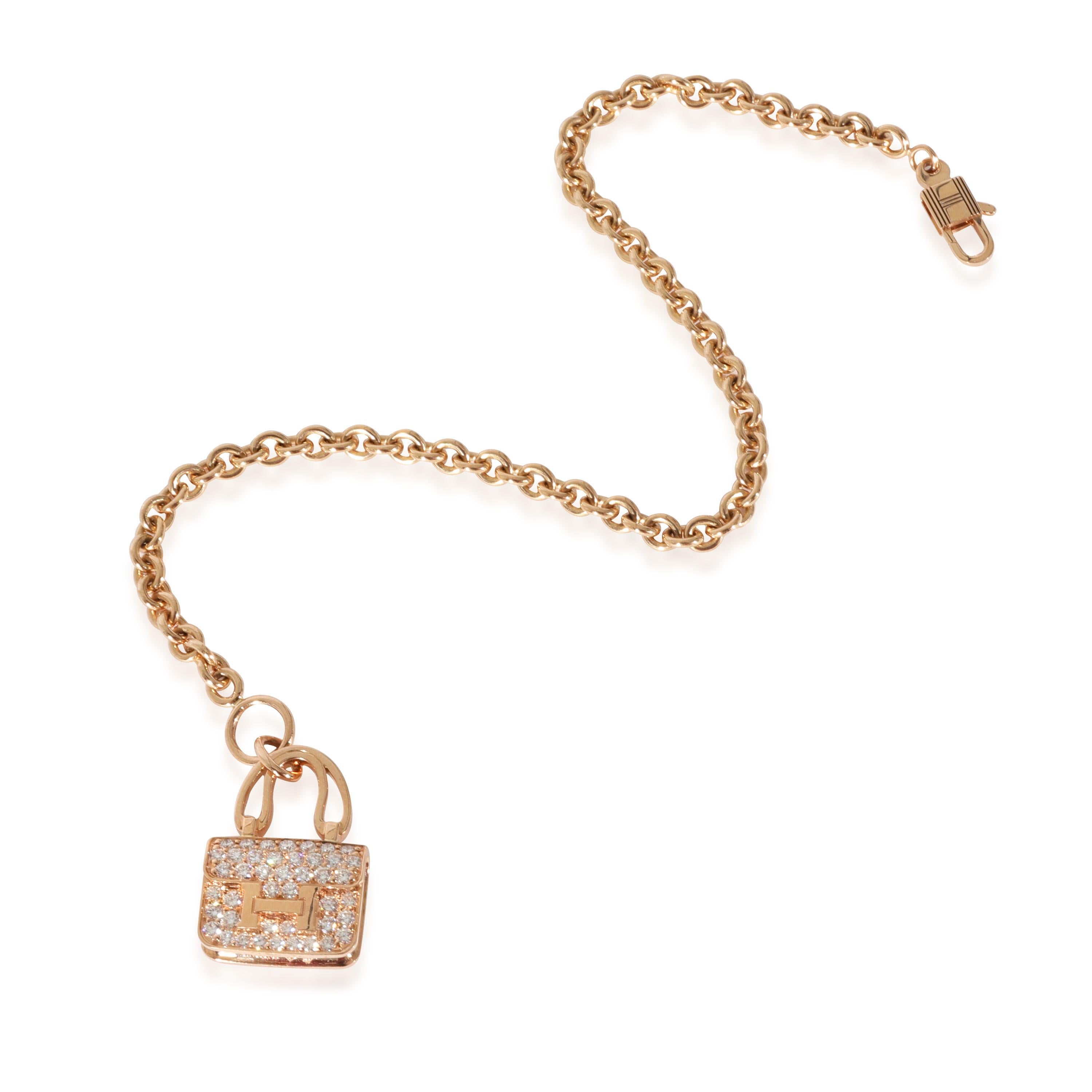 Hermès Amulettes Collection Bracelet diamant en or rose 18k 0.58 CTW en vente 1