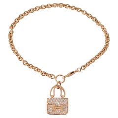 Hermes Amulettes Collection Diamond Bracelet in 18k Rose Gold 0.58ctw