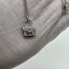 Hermès Amulettes Constance Full Diamond 18K White Gold Necklace