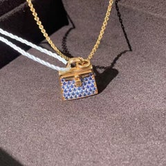 Hermès Amulettes Kelly Pendant Necklaces blue sapphires 18k rose gold Necklaces
