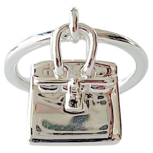 Hermes Amulettes Kelly Ring In Silver, Size 52