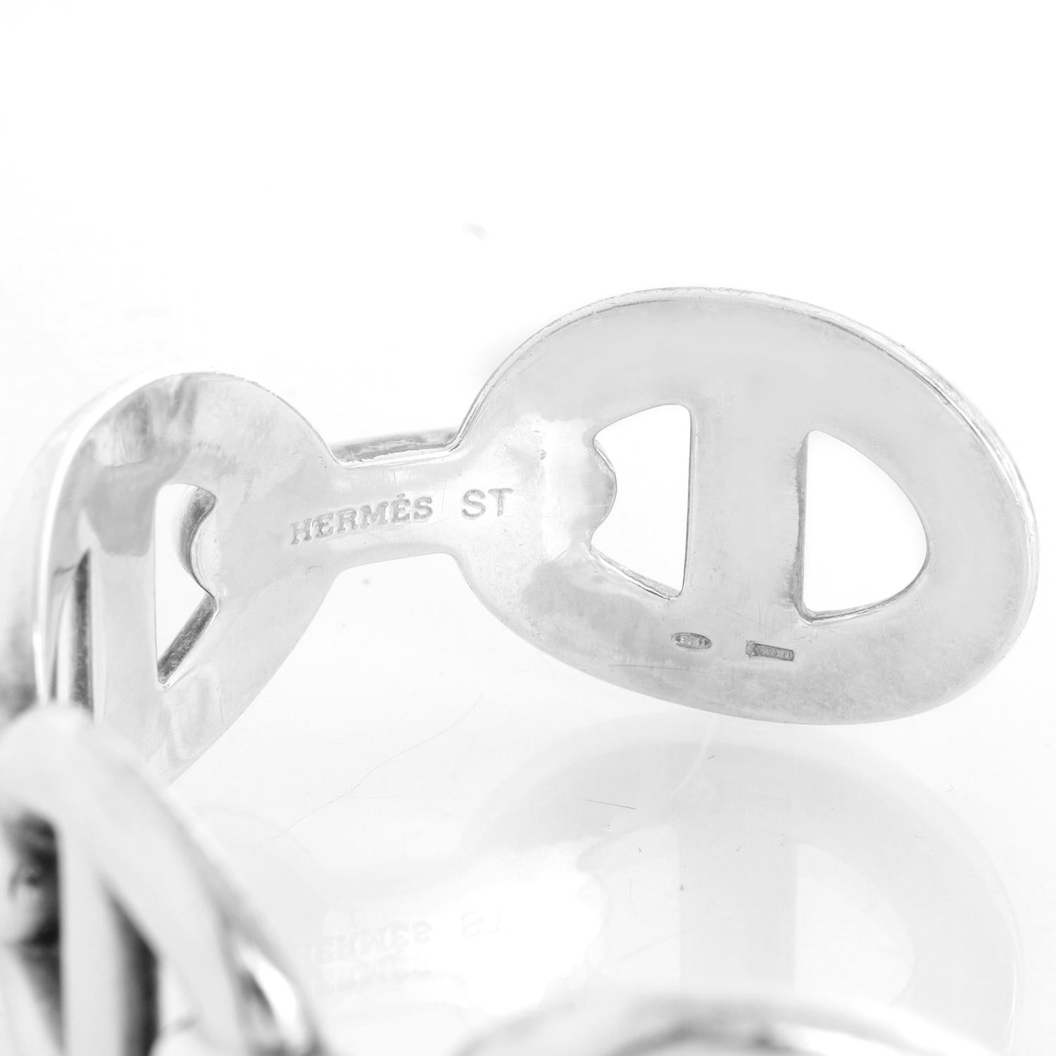 Women's Hermes Anchene Chain D'Ancle Silver Bangle 925 Italy Used For Sale