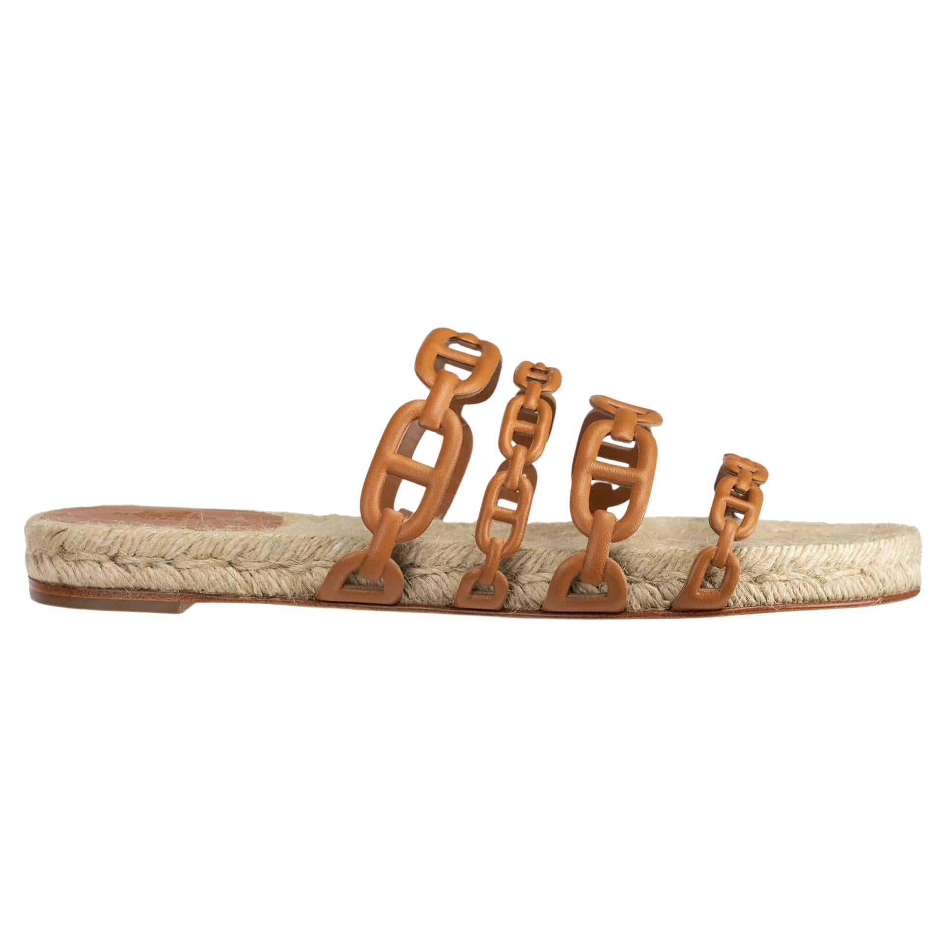 Hermes Ancone Espadrille Nappa Leather Gold 38 FR For Sale