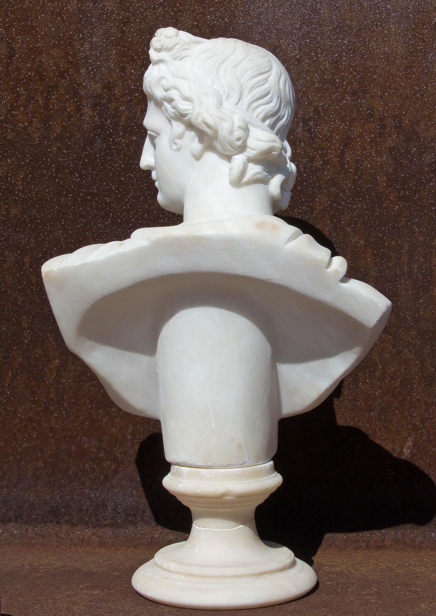 Hermes and Apollo a Pair of 19th Century Marble Busts 1