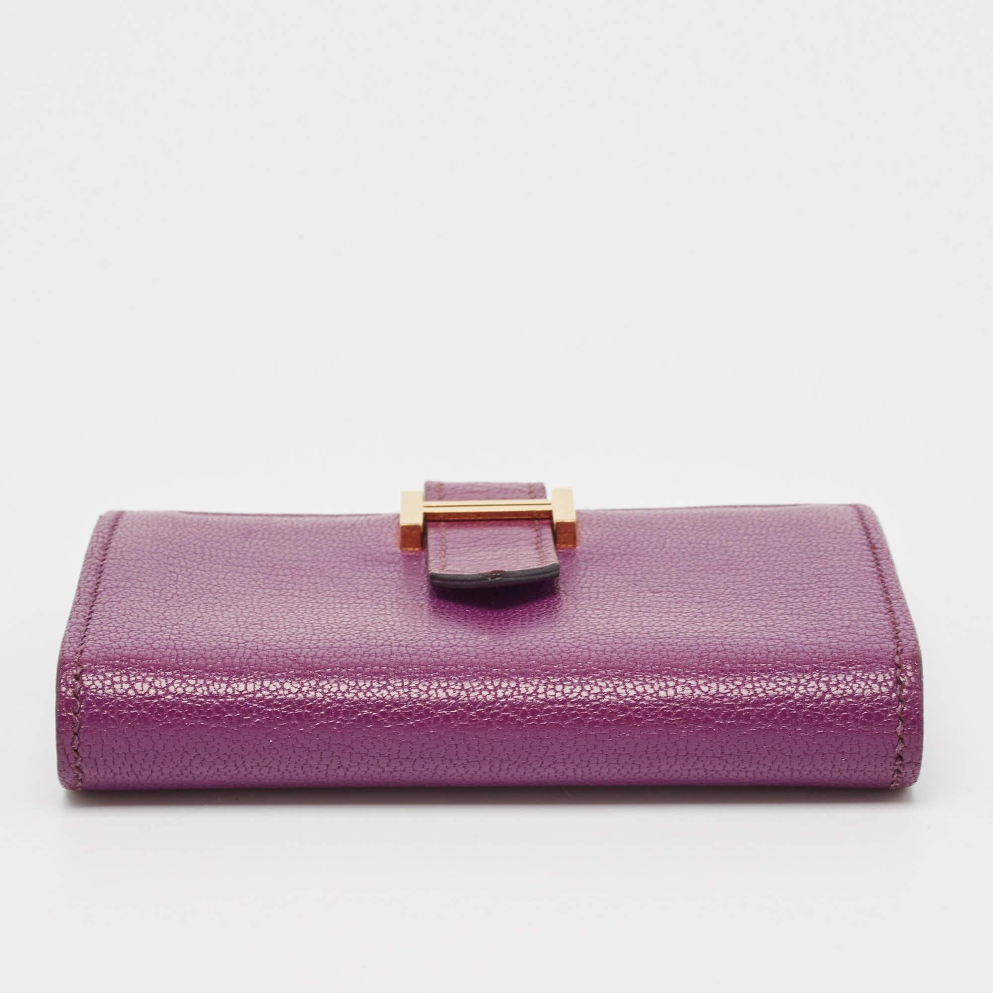 Hermes Anemone Chevre Chamkila Leather Bearn Card Holder For Sale 1