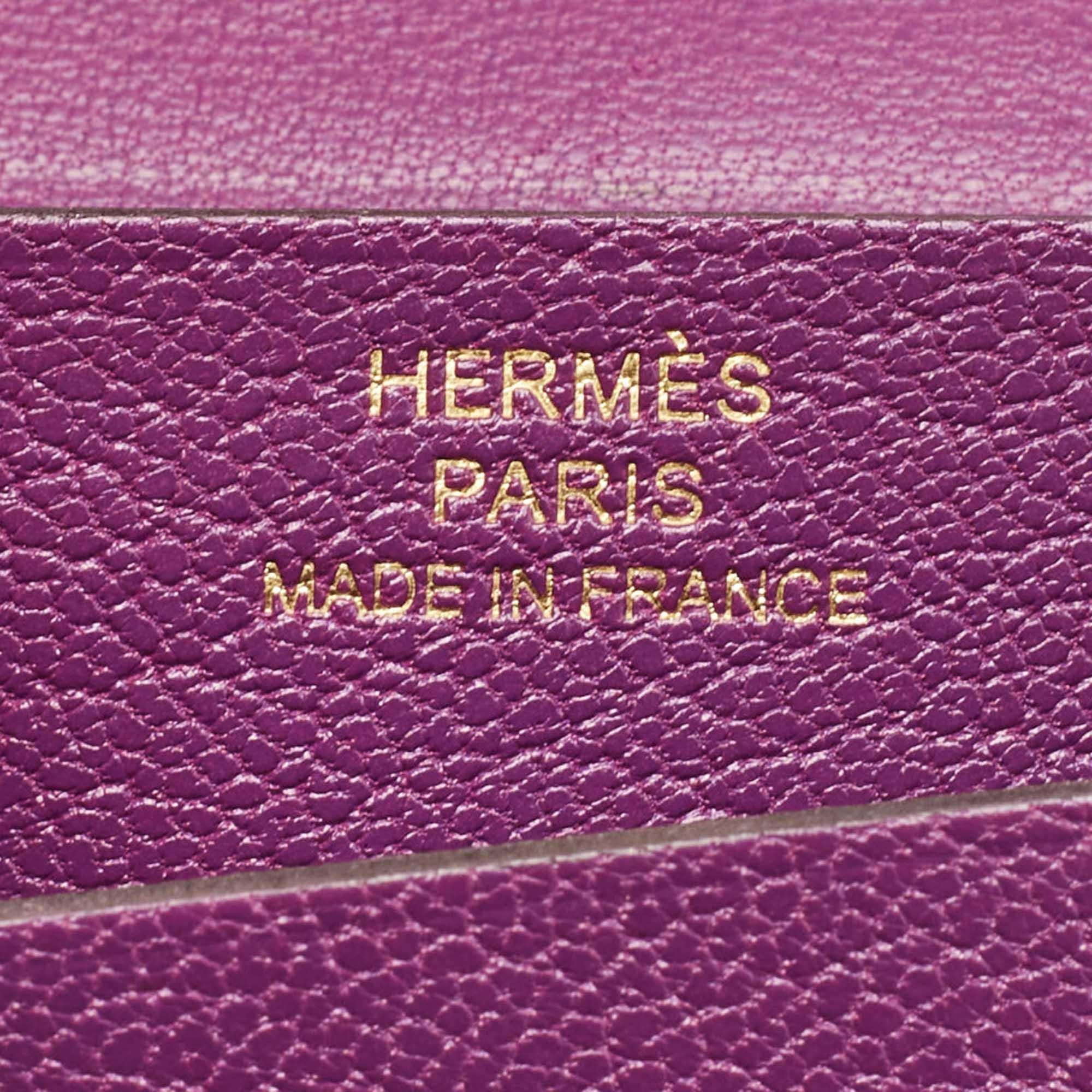 Hermes Anemone Chevre Chamkila Leather Bearn Card Holder For Sale 3