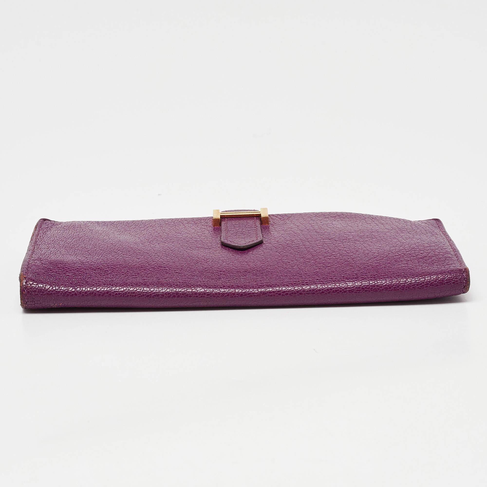 Hermes Anemone Chevre Mysore Leather Bearn Gusset Wallet 1