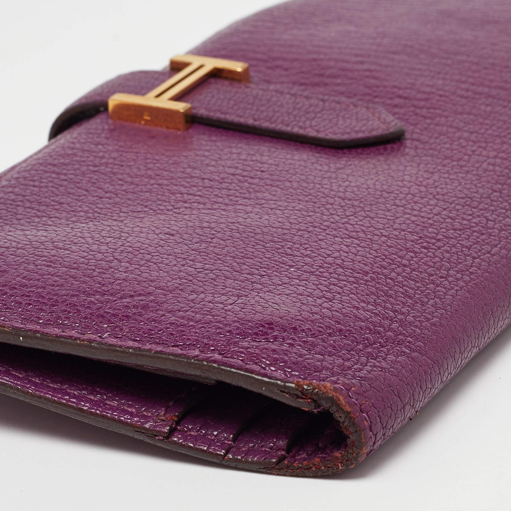 Hermes Anemone Chevre Mysore Leather Bearn Gusset Wallet 4