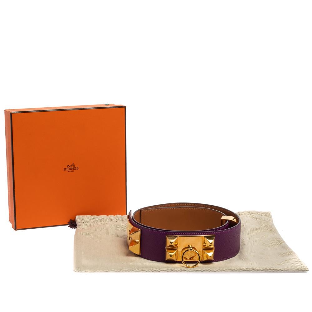 Hermes Anemone Epsom Leather Gold Hardware Collier de Chien Belt 85 CM 4