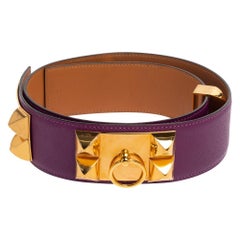 Hermes Anemone Epsom Leather Gold Hardware Collier de Chien Belt 85 CM