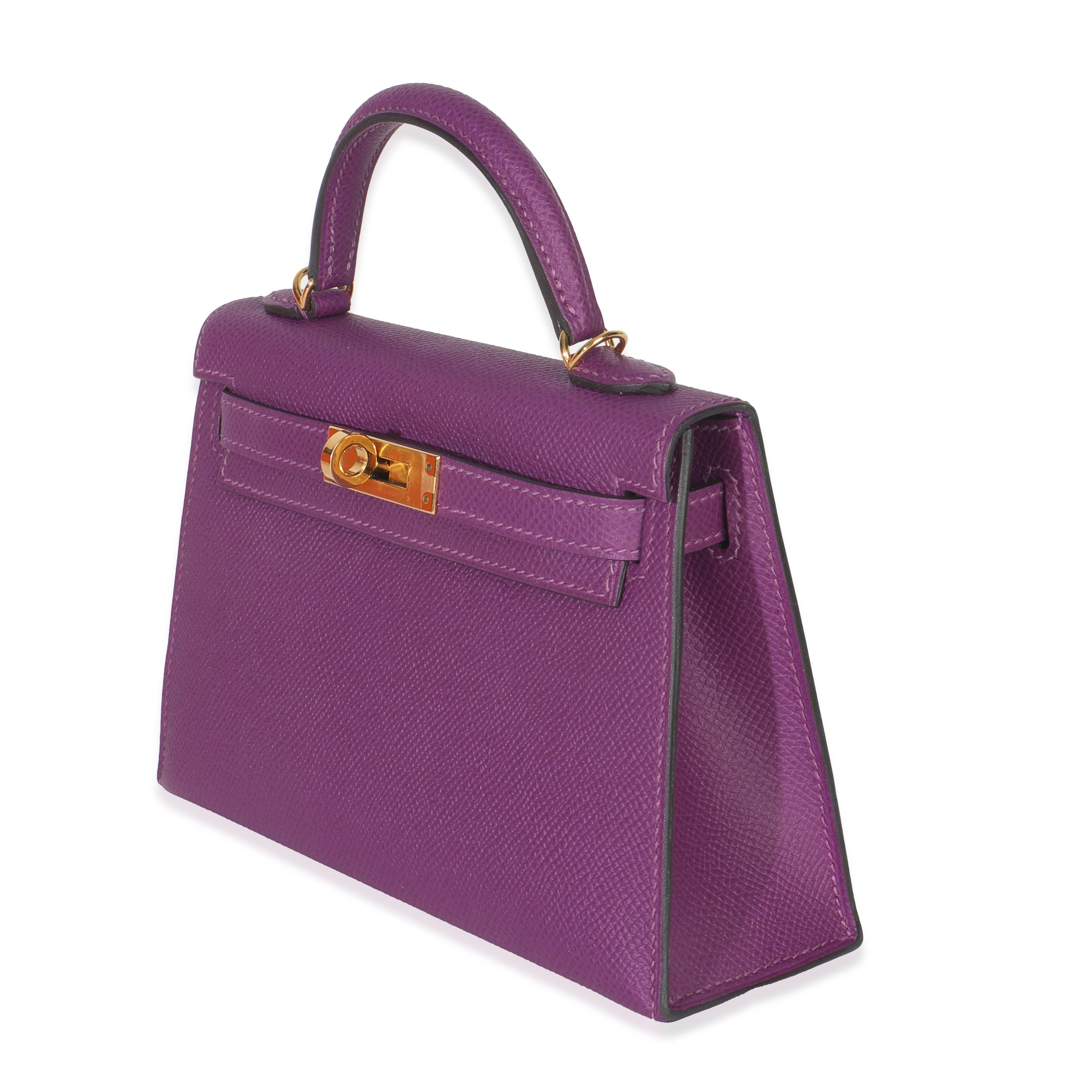 Hermès Anemone Epsom Sellier Mini Kelly II 20 GHW (Grau) im Angebot