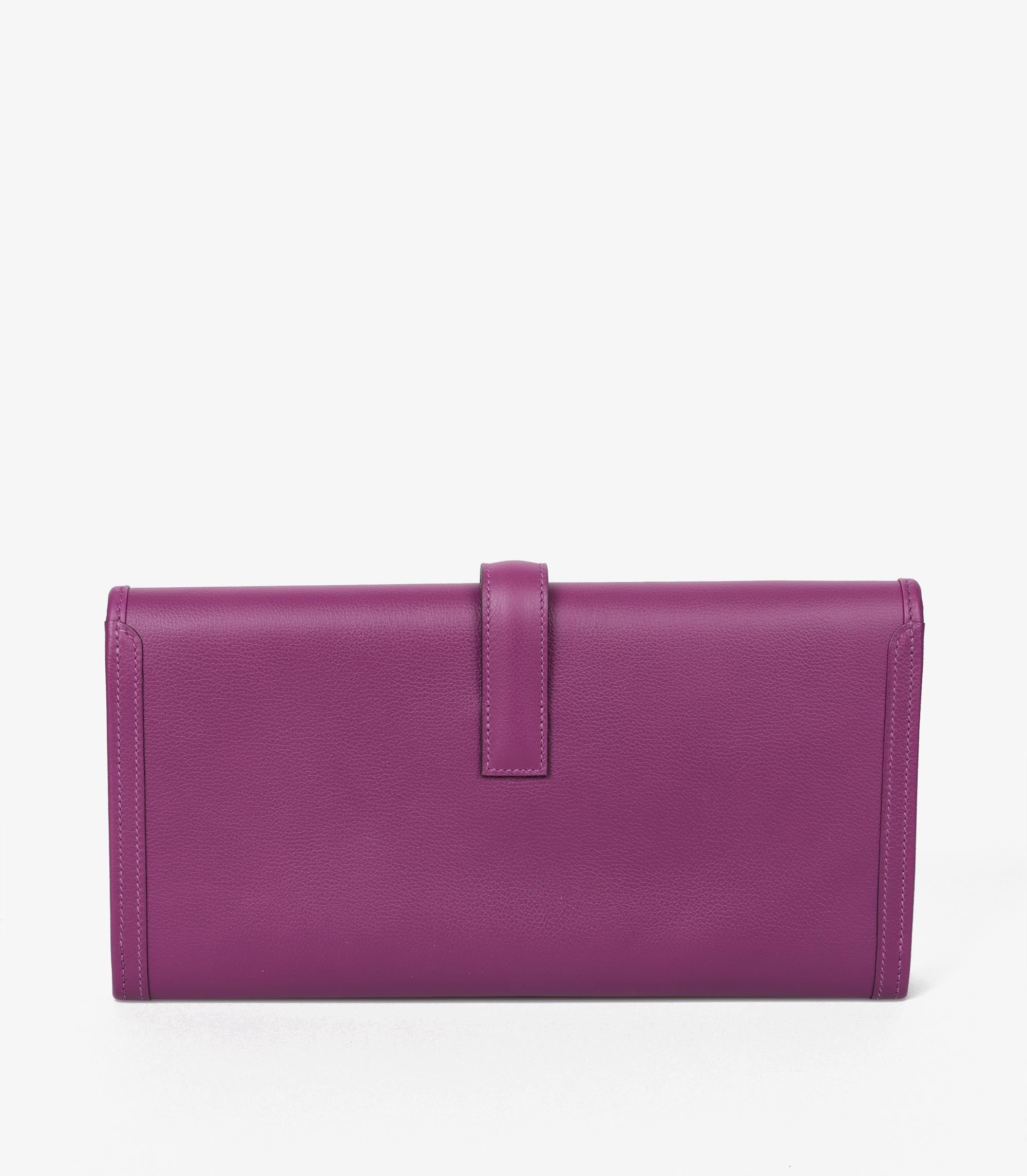 Purple Hermès Anemone Evercolour Leather Jige Elan 29