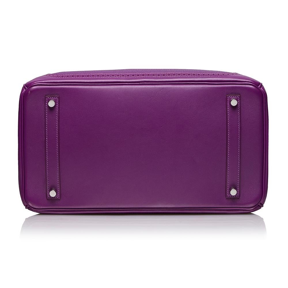 Purple Hermès Anemone Ghillies 35cm Birkin Bag