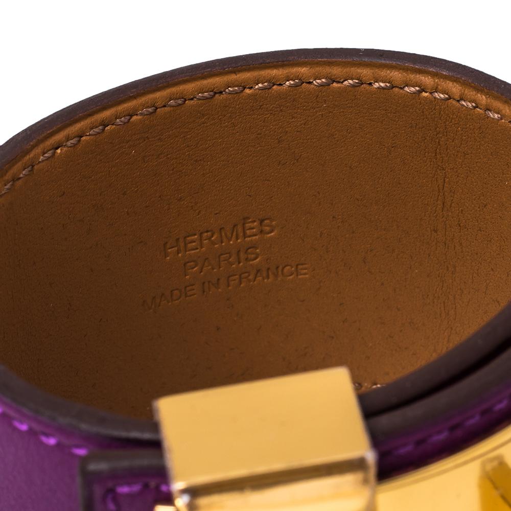 Hermès Anemone Leather Collier de Chien Cuff Bracelet S 3