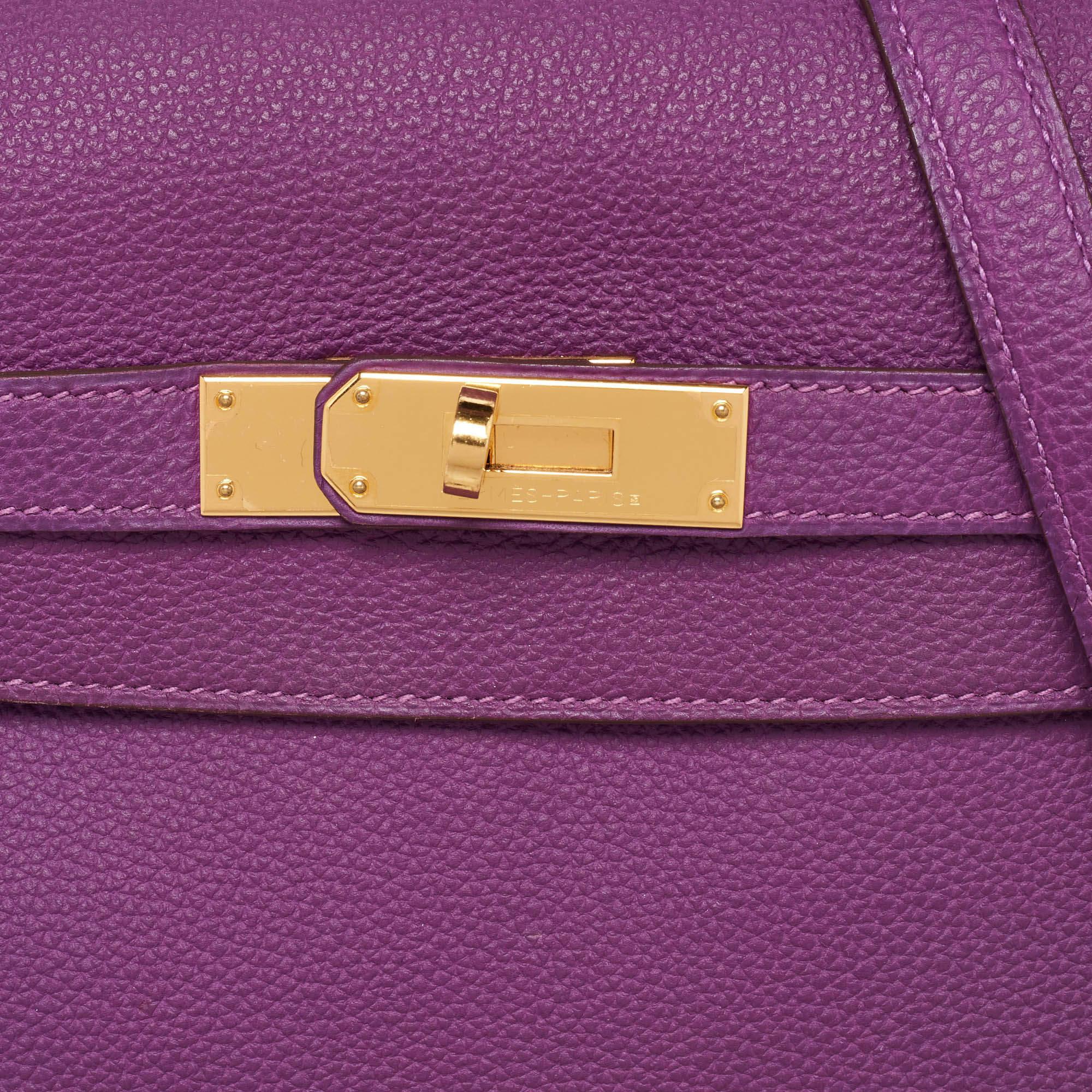 Women's Hermes Anemone Novillo Leather Gold Finish Kelly Retourne 32 Bag