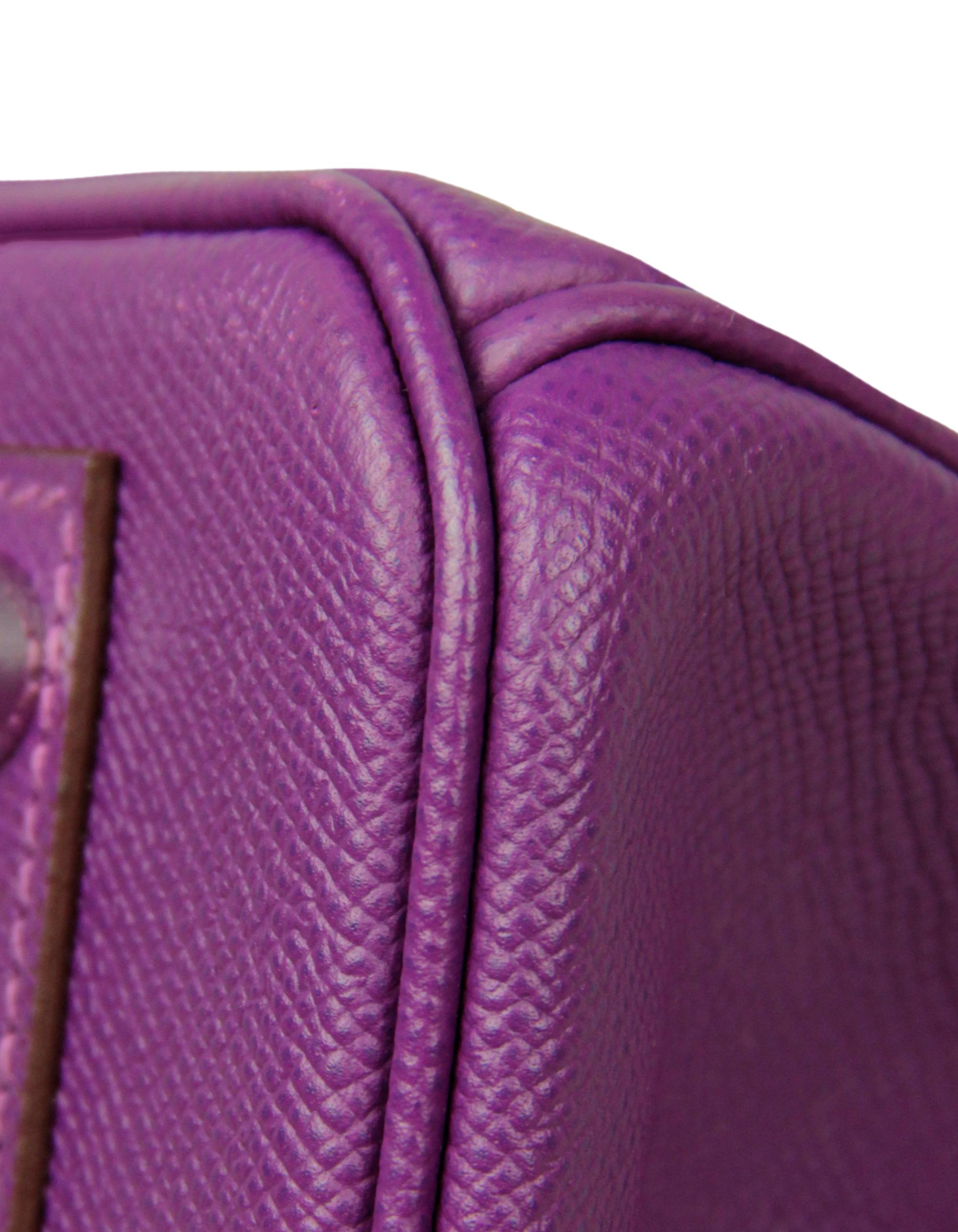 Hermes Anemone Purple Epsom Leather 30cm Birkin Bag w. Palladium Hardware  7