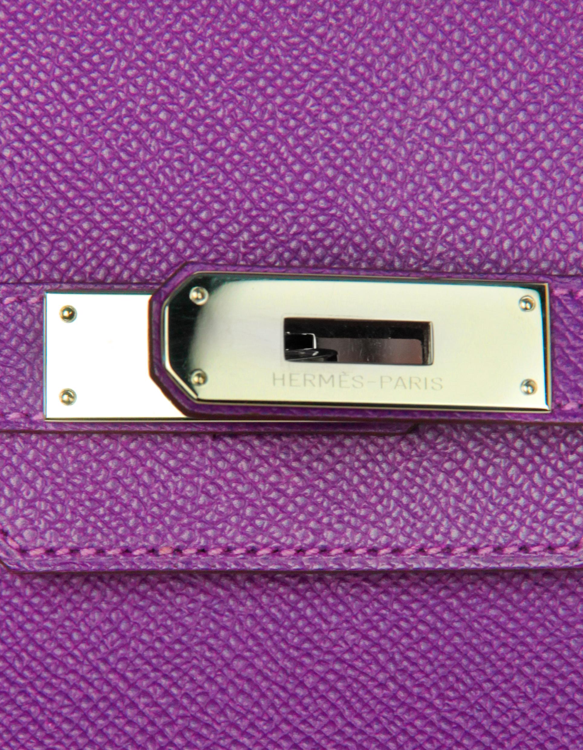 Hermes Anemone Purple Epsom Leather 30cm Birkin Bag w. Palladium Hardware  In Excellent Condition In New York, NY