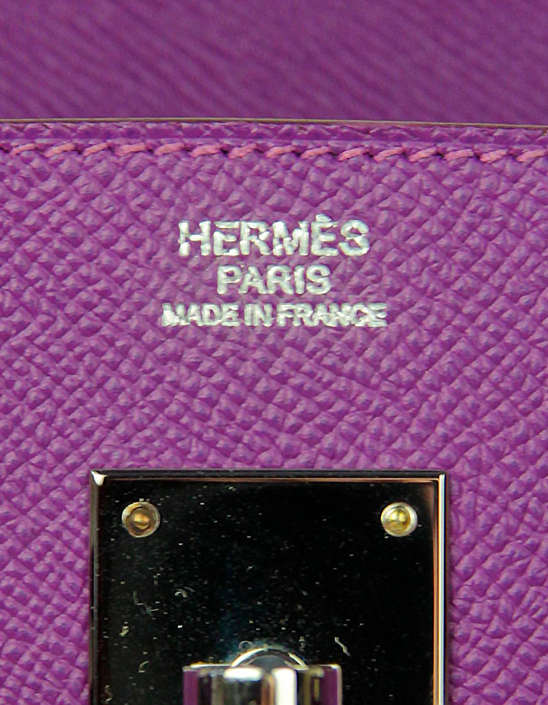 Women's Hermes Anemone Purple Epsom Leather 30cm Birkin Bag w. Palladium Hardware 