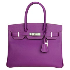 Hermes Anemone Purple Epsom Leather 30cm Birkin Bag w. Palladium Hardware 