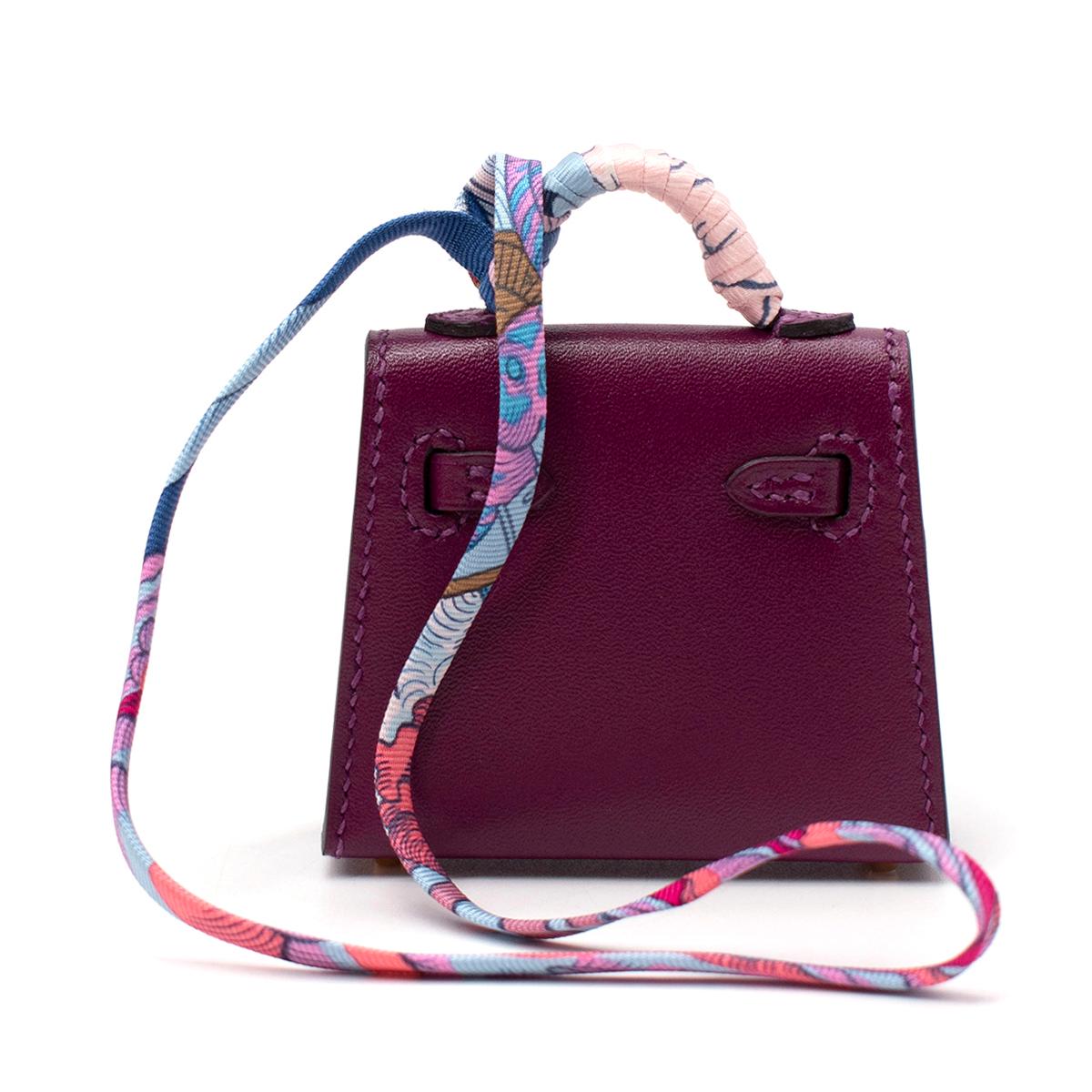Hermes Anemone Swift/Chevre Leather Micro Kelly Charm GHW - Sold Out In New Condition For Sale In London, GB