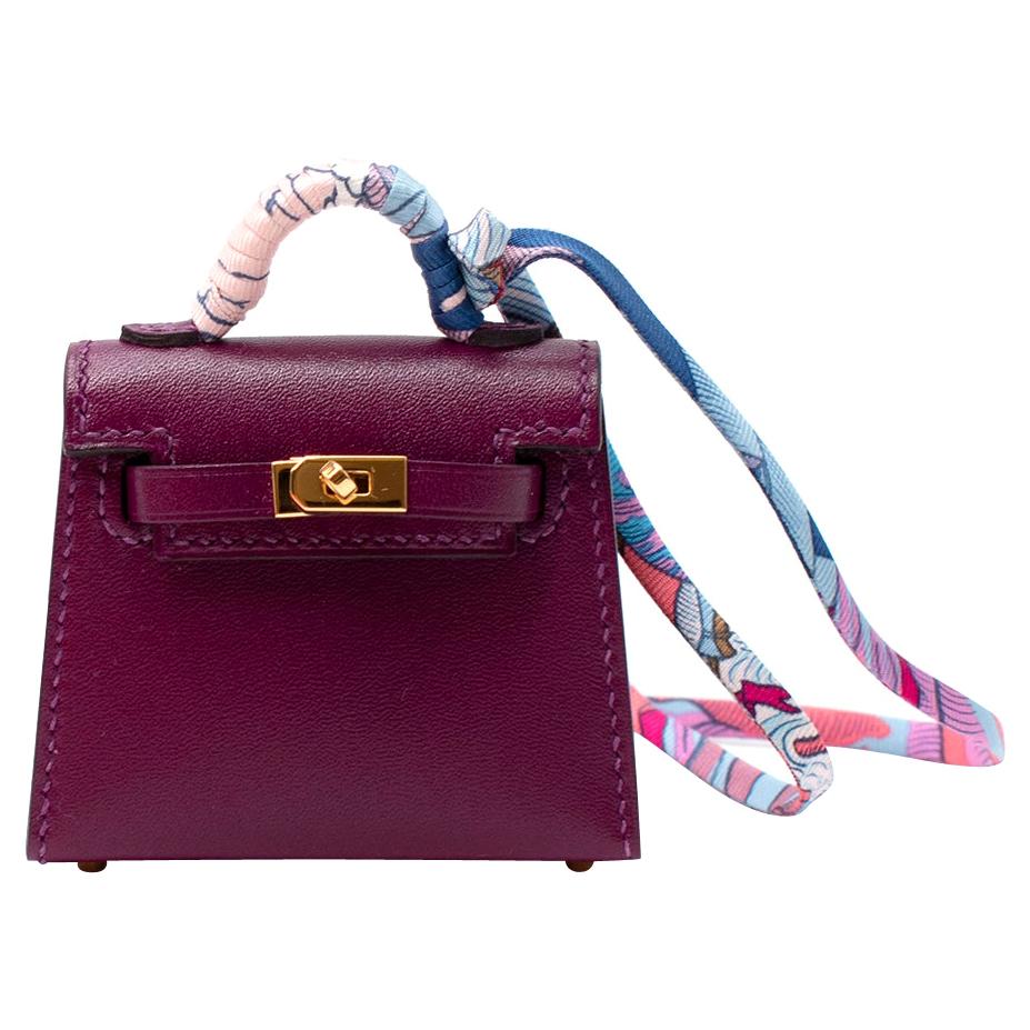 Hermes Anemone Swift/Chevre Leather Micro Kelly Charm GHW - Sold Out For Sale