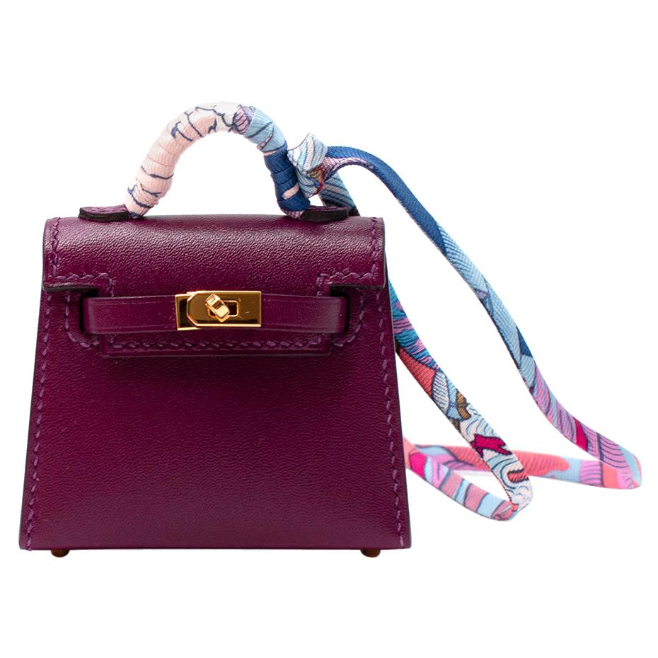 Hermes Anemone Swift/Chevre Leather Micro Kelly Charm GHW - Sold Out