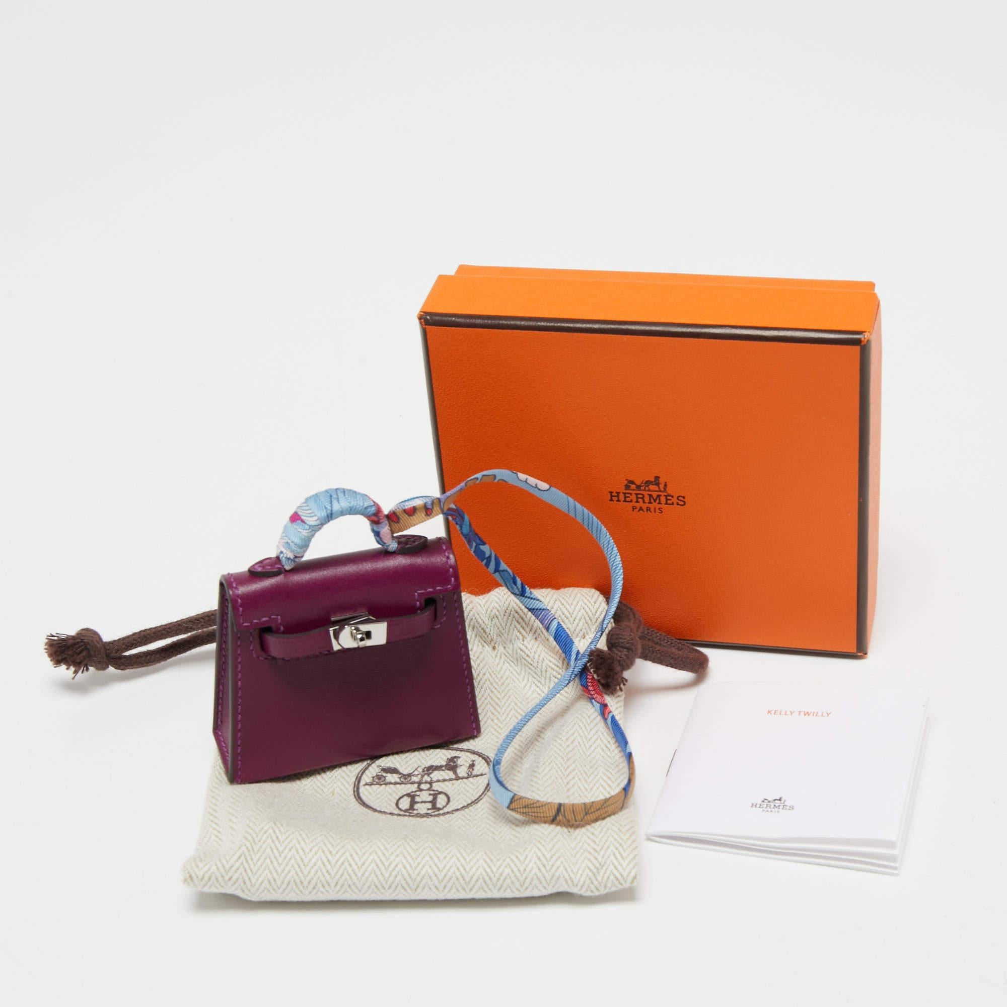 Hermes Anemone Tadelakt Leather Mini Kelly Twilly Bag Charm 4