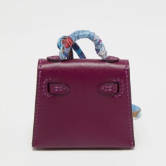 Hermes Anemone Tadelakt Leather Mini Kelly Twilly Bag Charm